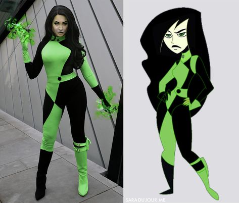 Shego Cosplay + Costume - Kim Possible • Sara du Jour Black Shego Costume, Sheego Cosplay, She Go Costume Kim Possible, Villian Halloween Costumes Female, Shego And Drakken Costume, Kim Possible Costume Couple, Sheego Kim Possible, Kim Possible And Shego Costume, She Go Costume