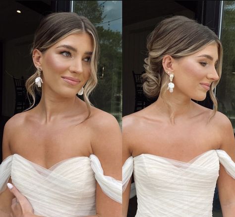 Maid Hairstyles, Bridesmaid Hairstyle Ideas, Strapless Wedding Dress Hair, Glam Wedding Hair, Bardot Wedding Dress, Bridesmaid Hairstyle, Strapless Dress Hairstyles, Wedding Hair Trends, Blonde Bride