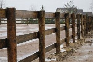 3-Rail Wood Fences – Horse Farm Services Roadside Fence Ideas, Wood Rail Fence Ideas, 3 Rail Fence Wood, Board Fence Farm, Diy Horse Paddock, Wood Horse Fence, Horse Fence Ideas, 3 Rail Fence, Property Fence