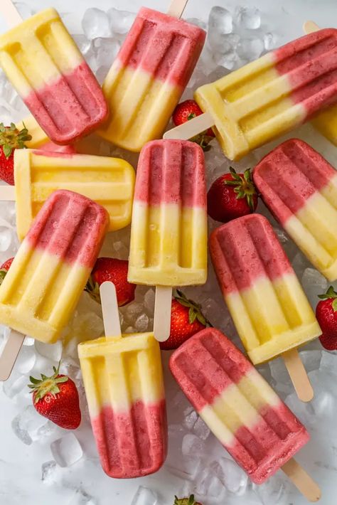 🍓🥭 Refresh your summer with these Strawberry Mango Popsicles! Made with real fruit, they're naturally sweetened, gluten-free, and perfect for hot days. 🍹🌞 Vibrant layers of strawberry and mango create a delicious, refreshing treat everyone will love! 🧊✨ #SummerTreats #HealthyDesserts #PopsicleLove #FruitPopsicles #GlutenFreeDesserts #HomemadeSnacks Fruit Popsicle Recipes, Fruity Popsicles, Healthy Summer Treats, Mango Popsicles, Fruit Popsicles, Strawberry Syrup, Mango Flavor, Popsicle Molds, Storage Tips