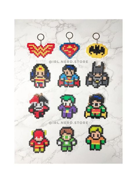 Pixel Sprites, Ironing Beads, Superman Symbol, Dc Super Heroes, Hama Mini, Hamma Beads Ideas, Heroes And Villains, Batman Symbol, Perler Art