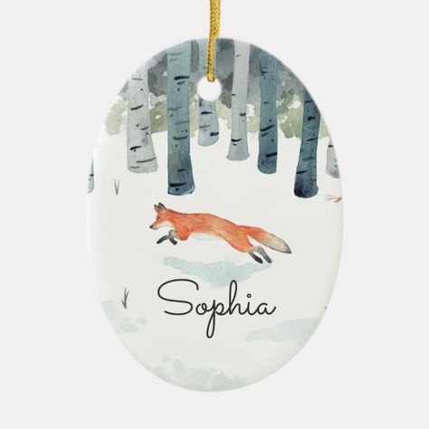 Fox Ceramic, Painted Fox, Christmas Pebble Art, Fox Ornaments, Fox Christmas, Painted Ornament, Happy Holiday Cards, Winter Watercolor, Painted Christmas Ornaments