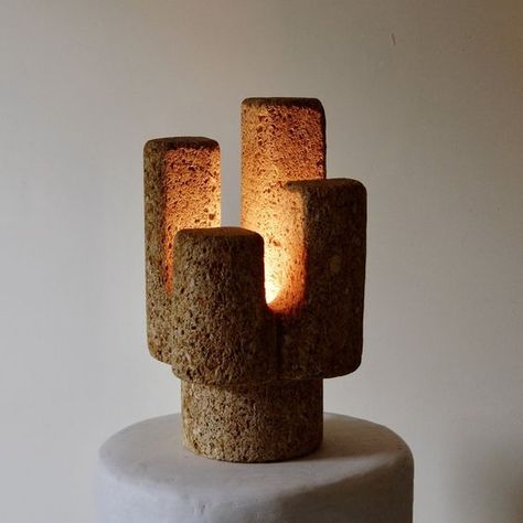 Stone Lamp Design, Brutalist Lighting, Brutalist Ceramics, Ceramic Lamps Handmade, 1970s Ceramics, Brutalist Decor, Brutalist Lamp, Ceramics Lamp, Brutalist Pottery