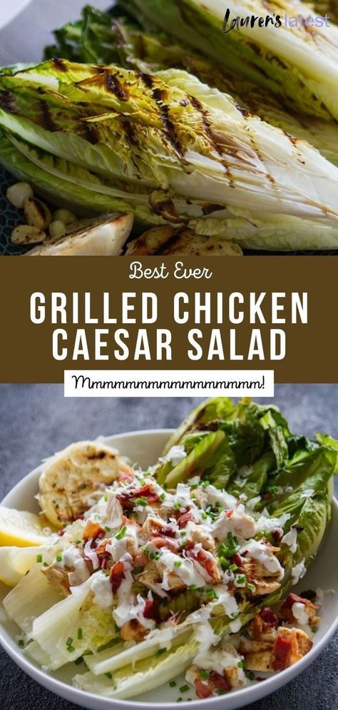 Grilled Ceasar Salad, Charred Romaine, Romaine Caesar Salad, Grilled Romaine Lettuce, Grilled Chicken Caesar, Romaine Hearts, Chicken Caesar Pasta, Chicken Caesar Salad Recipe, Caesar Pasta Salad