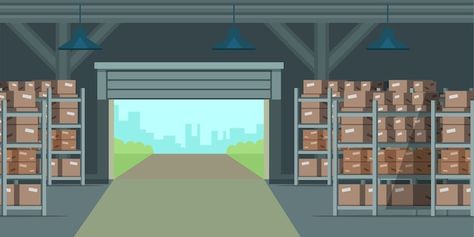 Warehouse Interior, Wooden Containers, Scenery Background, Conceptual Illustration, Interior Concept, Cartoon Background, Old Cartoons, Cartoon Illustration, Anime Background