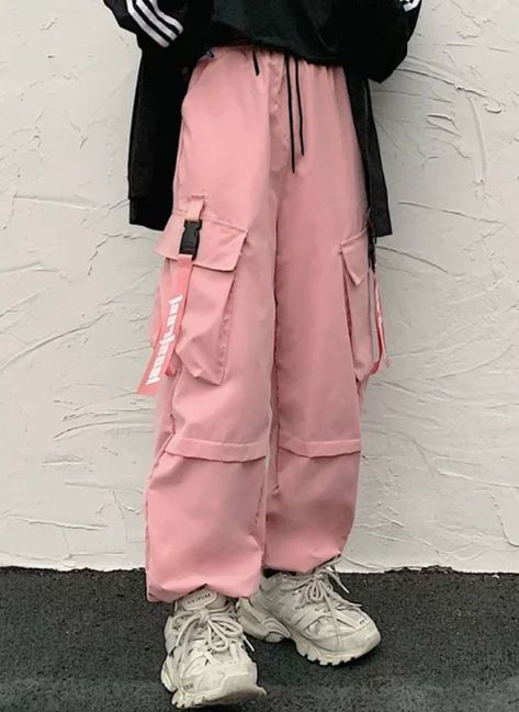 Pink Techwear, Pink Cyberpunk, Cyberpunk Pants, Cargo Pants Wide Leg, Joggers Streetwear, Tech Girl, Techwear Pants, Rainbow Order, Cyberpunk Clothes