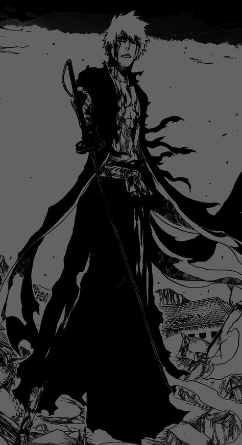 Ichigo Manga Wallpaper, Bleach Hollow, Ichigo Kurosaki Wallpaper, Ichigo Manga, Bleach Drawing, Ulquiorra Cifer, Bleach Anime Art, Ichigo Kurosaki, Bleach Fanart