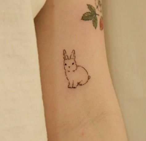 Bunny Tattoo Aesthetic, Minimalist Bunny Tattoo, Tiny Bunny Tattoo, Cute Bunny Tattoo, Soft Tattoo Aesthetic, Bunny Tattoo Ideas, Tattoo White Ink, Tattoos Stick And Poke, Vintage Aesthetic Tattoos