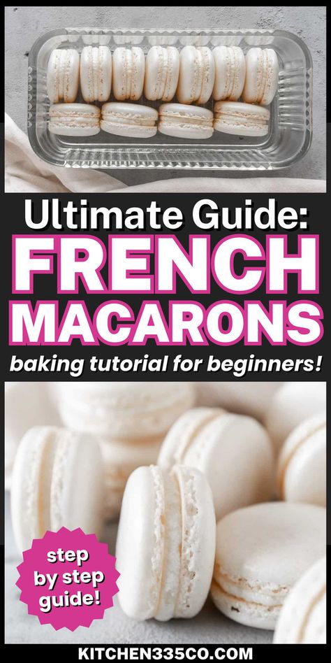 a glass dish filled with a dozen white macarons with white filling How To Make French Macaroons, Beginner Macarons, Simple Macaroons Recipe, Macarons Filling Ideas, Beginner Macaron Recipe, French Macaroons Recipe Easy, Basic Macaron Recipe, Making Macrons, French Patisserie Recipes