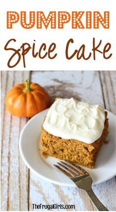 Easy Pumpkin Spice Cake, Pumpkin Spice Cake Recipe, Spice Cake Recipe, Fall Dessert Recipes Easy, Pumpkin Cravings, Spice Cake Recipes, Pumpkin Cake Recipes, Frugal Girls, Cake Simple