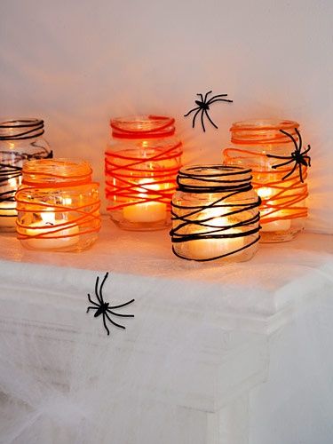 Get your house ready for Halloween with these décor ideas |  GoodHousekeeping.com Handfasting Ceremony, Parties Food, Baby Food Jar Crafts, Easy Diy Halloween Decorations, Hallowen Ideas, Casa Halloween, Food Jars, Easy Halloween Crafts, Baby Food Jars