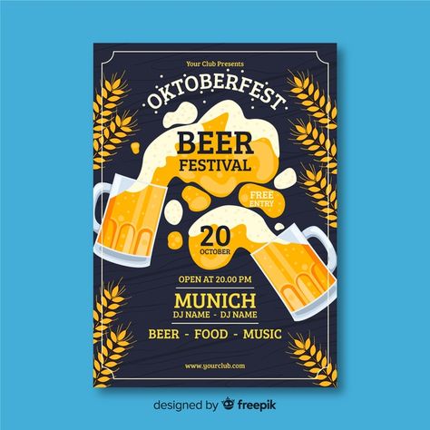 Oktoberfest Graphic Design, Beer Burgers, Oktoberfest Poster, Oktoberfest Flyer, Retro Typography Poster, Beer Festival Poster, Poster Template Free, Bottle Design Packaging, Poster Template Design