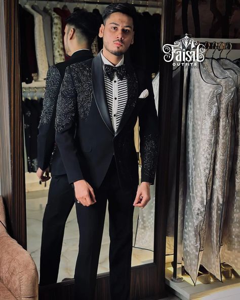 Exclusive Latest And New Trending Designer Luxury Suit 🔥💥🖤 👉 PLEASE FOLLOW @faisaloutfits FAISAL OUTFITS IS FEATURING PLATFORM FOR MEN'S FASHION | COUTURE | STYLE | LIFESTYLE ___________________________________________________ 👉 MADE TO MEASURE AVAILABLE 🔥 TAKE A SCREENSHOT AND SEND ME ON WHATSAPP FOR ORDER 👇👇👇 🌟 BOOK YOUR ORDER ON WHATSAPP 👉+91 9027731632 🌟 ALSO DM US TO ORDER ⬇️ 👉 @faisal_kurta_design44 ___________________________________________________ 🌟 GET YOUR DREAM STYLISH OU... Trending Tuxedos For Men, Reception Blazer For Groom, Indo Western Suits For Men, Tuxedo For Men Wedding Groom Style, Designer Suits For Men Wedding, Fancy Kurta For Men, Black Jodhpuri, Indo Western Outfits For Men, Embroidered Tuxedo