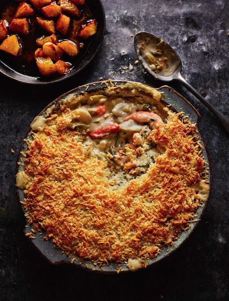 Rick Stein's Seafood Gratin with Caramelised Apples - The Happy Foodie Seafood Gratin, France Recipes, Caramelised Apple, Rick Stein Recipes, Grilled Mussels, Dinner Party Dishes, Rick Stein, Caramelised Apples, Gratin Dish