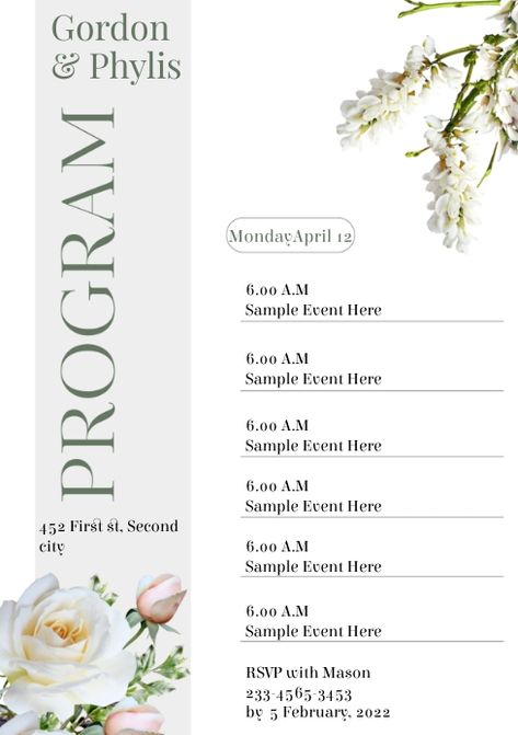 Programme Design Layout, Wedding Promotion Design, Event Program Design Layout Ideas, Program Of Events Design, Graduation Program Design, Event Programme Design Layout, Program Design Layout, Program Schedule Design, A4 Template Design