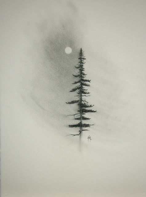 Since you won't allow me direct light, I will accept the indirect light of the moon. I can't see clearly. But you won't seem to allow me to either. That's okay. I'll abide. And be beautiful besides... Pine Tattoo, Pine Tree Tattoo, Charcoal Drawings, Drawing Faces, Charcoal Art, Tree Drawing, Tree Tattoo, Trendy Tattoos, Charcoal Drawing