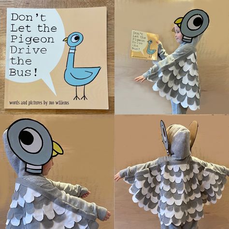 Pigeon Mo Willems Costume, Mo Willems Pigeon Costume Diy, Pigeon Bus Costume, Diy Pigeon Costume, Mo Willems Pigeon Costume, Pigeon Costume Diy, Mo Willems Costumes, The Pigeon Costume, Don’t Let The Pigeon Drive The Bus Costume