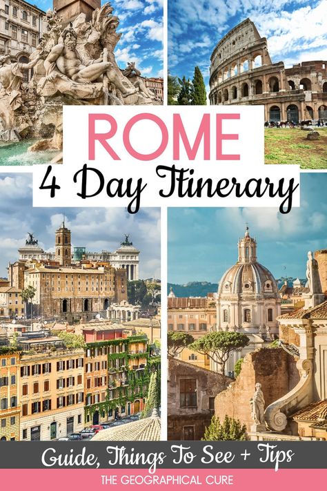 Pinterest pin for 4 days in Rome One Day In Rome, 3 Days In Rome, Europe Food, Rome Travel Guide, Rome Itinerary, Day Trips From Rome, Things To Do In Rome, Italian Travel, Italy Itinerary