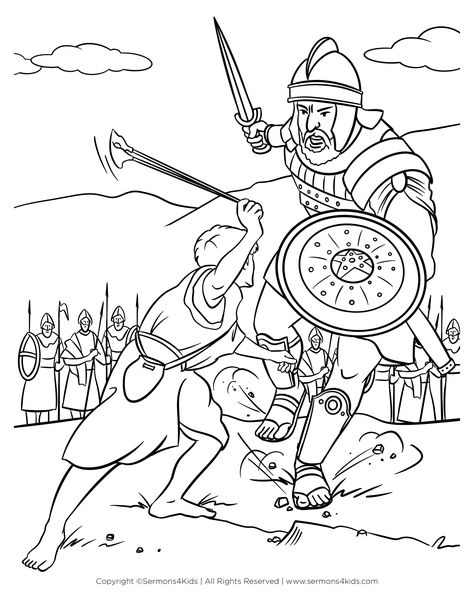 David and Goliath #childrenssermon #Sundayschool #kidmin #childrenschurch #childrensmessage #Sundayschoollesson #Biblelesson David And Goliath Drawing, David And Goliath Coloring Page, Bible Illustrations Art, David And Goliath Craft, Sermons For Kids, Castle Clipart, David Goliath, Childrens Sermons, Pregnancy Art