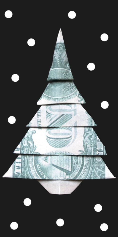 Dollar Bill Origami Christmas Tree, Money Origami Tree, Christmas Tree Dollar Bill Origami, 50 Dollar Bill Origami, Dollar Bill Origami Christmas, Folded Money Christmas Tree, Dollar Bill Christmas Tree, Dollar Bill Christmas Origami, Folding A Dollar Bill