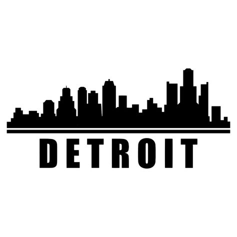 Detroit Skyline Illustrated On White Background Detroit Skyline Silhouette, Detroit Skyline Tattoo, Detroit Tattoo Ideas, Detroit Tattoo, Detroit Pizza, Skyline Logo, Michigan Detroit, Skyline Tattoo, Skyline Drawing