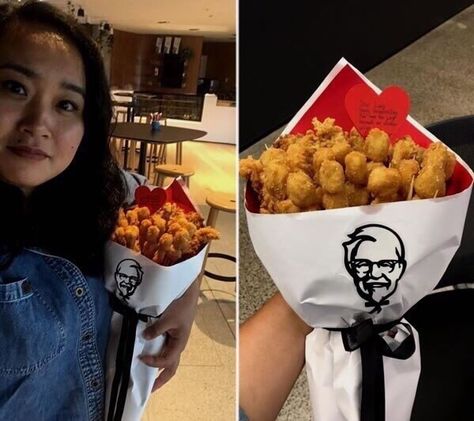 Chicken Bouquet, Food Bouquet, Other Half, Fried Chicken, Flowers Bouquet, Takeout Container, Valentine's Day, Valentines Day, Yummy Food