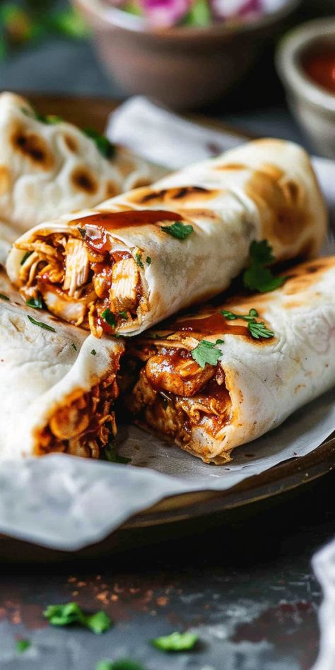 Crispy BBQ Chicken Wraps [25 Minutes] - Chasety Chicken Cheese Wrap, Wrap Meals, Wrap Food, Bbq Wrap, Chicken Recipes Bbq, Wrap Chicken, Barbecue Chicken Wrap Recipes, Crispy Chicken Wrap Recipes, Wraps For Dinner