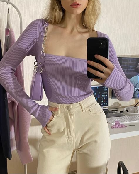 Purple Top Outfit, Liza Rudkevich, Lavender Outfit, Purple Outfits, Streetwear Fashion Women, Girly Outfits, Strawberry Shortcake, Aesthetic Outfits, Outfits Casuales