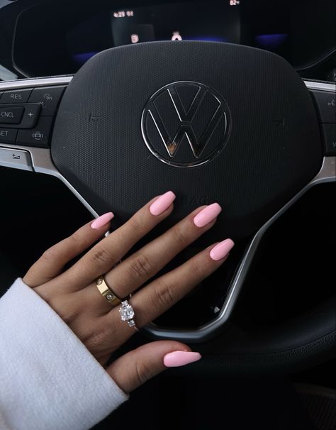 Coffin nails pink nails coffin volkswagen promise ring #promiserings #pinknails #pink #nails #coffinnails #volkswagen Plain Coffin Nails, Baby Pink Nails Coffin, Volkswagen Nails, Medium Length Coffin Nail Ideas, Short Pink Coffin, Plain Pink Nails, Plain Summer Nails, Pink Nails Coffin, Coffin Nails Pink