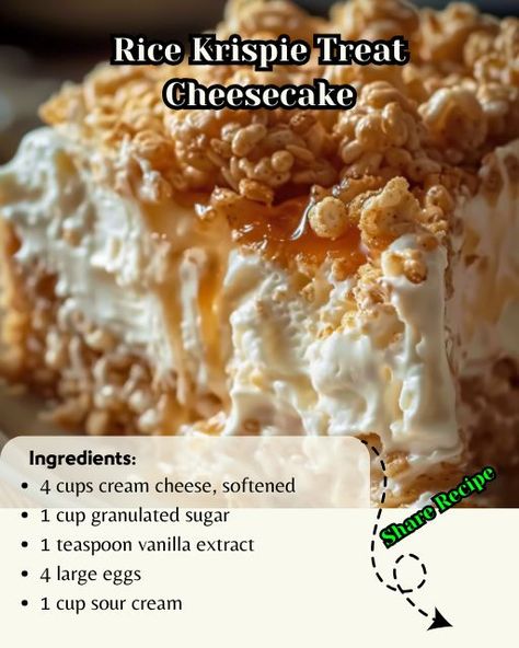 Recipes Trends | Rice Krispie Treat Cheesecake | Facebook Rice Crispy Treats Cheesecake, Rice Crispy Cheesecake Recipe, Rice Krispie Treats Cheesecake, Rice Crispy Treat Cheesecake, Rice Crispy Cheesecake, Rice Krispie Treat Cheesecake, Rice Krispie Cheesecake, Maple Desert, Rice Krispies Cheesecake