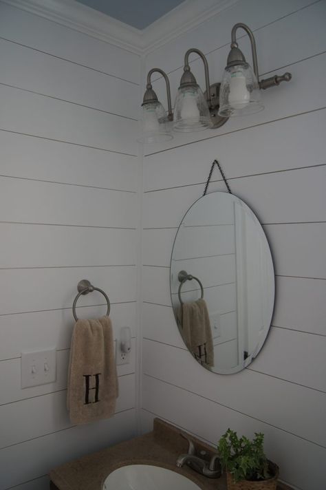 Shiplap vs. Nickel Gap: Making Your Budget Work For You – Hams at Home Nickel Gap, Mid Century Modern Bathroom, Small Closet, Hams, Room Redo, Ship Lap Walls, Guest Bathroom, Wall Treatments, Remodeling Projects