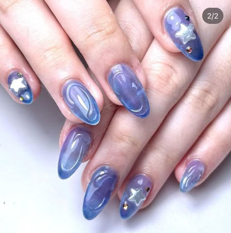 Summer Jelly Nails, Purple Jelly Nails, Korean Jelly Nails, Syrup Nails, Jellyfish Nails, Fish Nails, Nails Yellow, Colorful Nails, Blush Nails