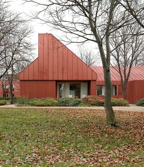 PAX Brick House Exterior, Red Brick House Exterior, Beech Hedge, Wood Facade, High Building, Contemporary Building, Internal Courtyard, Red Brick House, Timber Door