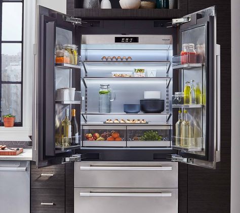 Precise temperatures, purposeful design and ingenious 5-mode convertible middle drawer make our built-in French Door refrigerator the perfect way to maintain the freshness and integrity of everything you put in it. Available panel-ready or in stainless steel. . . #sks #sksappliances #lgsks #lg #refrigeration #refrigerators #fridge #storage #home #newhome #fridgestorage #refrigerationstorage #organization #fridgeorganization French Refrigerator, Signature Kitchen Suite, Panel Ready Refrigerator, Column Refrigerator, 4 Door Refrigerator, Refrigerator Panels, Kitchen Suite, Fridge French Door, Custom Kitchens Design