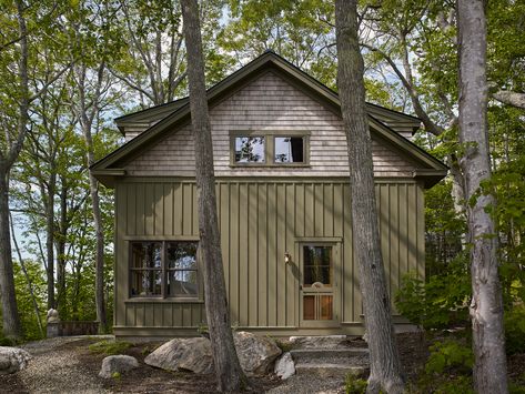 Little Acorn Cottage & Art Studio - Knickerbocker Group Updated Modular Home Exterior, House Room Design, Cottage Names, House Decorating Ideas, Board And Batten Exterior, Wooden Shades, Cabin Exterior, Cottage Exterior, Casa Exterior