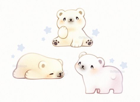 Artsy Doodles, Doodles Painting, Polar Bear Drawing, Polar Animals, Drawing Eyes, Journal Idea, Bear Drawing, Cute Polar Bear, Images Kawaii