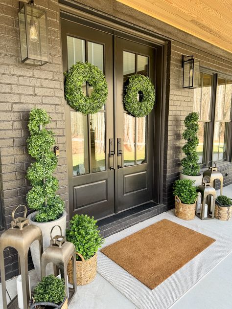 Shop Boxwood Spiral Topiary with … and other curated products on LTK, the easiest way to shop everything from your favorite creators. Spiral Trees Front Porch, Front Door Topiary, Front Porch Topiary, Porch Topiary, Landscaping Porch, Spiral Topiary, Door Tree, Front Door Inspiration, Spiral Tree