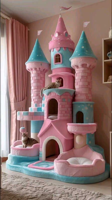 Kitten Play Area, Cats Room Ideas, Cat Room Design, Kitten Area Ideas, Cat Playroom, Cute Cat House, Cat Playhouse, Bedroom Ideas Modern, Farmhouse Bedroom Ideas