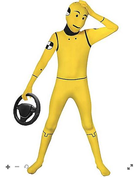 Crash Test Dummy Costume, Dummy Costume, Crash Test Dummy, Crash Test Dummies, Yellow Bodysuit, Crash Test, Goddess Costume, Black Fathers, Boy Halloween Costumes