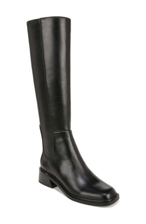 Franco Sarto Giselle Knee High Boot available at #Nordstrom Black Wc, No Heel Boots, Black Flat Boots, Black Leather Knee High Boots, Knee High Boots Flat, Black Knee High Boots, Black Boots Tall, Black Knees, Leather Boot