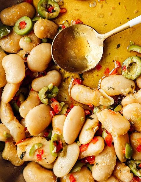 Marinated Gigante Beans with Olives • Heartbeet Kitchen Gigantes Beans Recipe, Marinated Beans Recipe, Greek Gigantes Beans Instant Pot, Marinated Gigante Beans, Giant Beans Greek, Marinated Fava Beans, Gigante Beans, Olive Bar, Types Of Olives