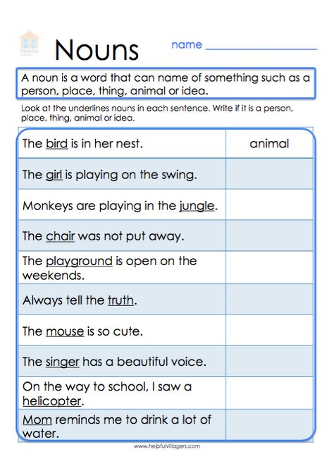 Is the noun a person, place, thing, animal or idea?  #helpfulvillagers #nouns #englishgrammar #kinder #teachersfollowteachers #teacherspayteachers #teacherresources Nouns Worksheet Kindergarten, Nouns Kindergarten, Nouns For Kids, Montessori Space, Teaching Nouns, Punctuation Posters, Person Place Thing, Kindergarten Math Worksheets Addition, Phonics Reading Passages