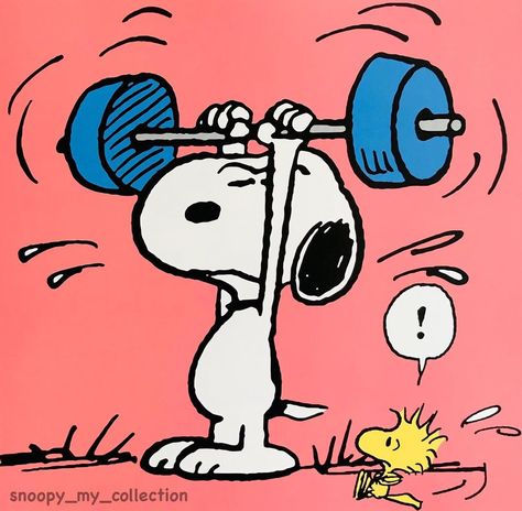 Snoopy - My Collection on Instagram: “Beagle’s power 💪😎 #peanuts #snoopy #woodstock #gym #weightlifting #strong #power #fun #cute #instasnoopy #pictureoftheday #collection…” Snoopy Exercising, Snoopy And Peanut, Sanrio Muscle, Gym Spotify Covers, Snoopy Fanart, Weightlifting Aesthetic, Snoopy Running, Peanuts Snoopy Quotes, Funny Workout Pictures