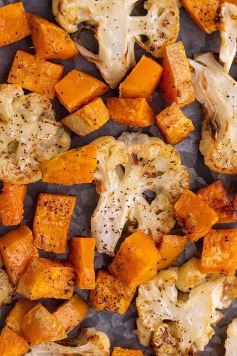 Cauliflower Recipes Thanksgiving, Chicken Sweet Potato Cauliflower Recipes, Roasted Sweet Potatoes And Cauliflower, Roasted Potatoes And Cauliflower, Roasted Cauliflower And Potatoes, Roasted Cauliflower And Sweet Potato, Cauliflower And Sweet Potato Recipes, Cauliflower Sweet Potato Recipes, Roasted Cauliflower Sweet Potato