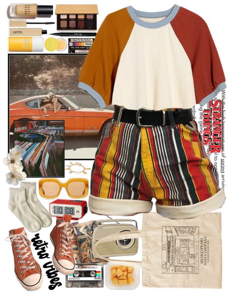 Retro Outfits 80s 1980s Vintage, Retro Arcade Aesthetic Outfit, Los 80 Aesthetic, 1985 Outfits Stranger Things, Stranger Things Inspired Outfits 80s, 80s Polyvore Outfits, 80s Slasher Summer Aesthetic Outfits, Retro Outfits 80s 1980s, 80s Themed Outfits