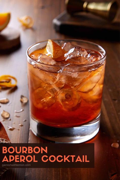 Love Aperol? Go beyond the Spritz with these vibrant Bourbon Aperol Cocktails. A splash of Prosecco (or club soda) keeps these bourbon & Aperol drinks light and refreshing. Make one in minutes! Best Fall Drinks, Aperol Cocktails, Old Fashion Drink Recipe, Aperol Drinks, Bourbon Drinks Recipes, Batch Cocktail Recipe, Bourbon Cocktail Recipe, Bourbon Recipes, Cocktail Drinks Alcoholic