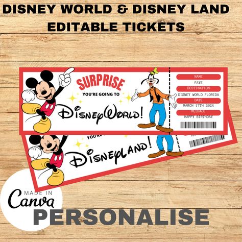 Instant download, Editable plane ticket, Florida theme park ticket, paris theme park ticket, Personalised park ticket, instant park ticket by Puddleducksknit on Etsy Ticket Printable, Travel Ticket, Florida Theme Parks, Disney Tickets, Airline Ticket, Disney World Tickets, Disneyland Tickets, Plane Ticket, Disney World Florida