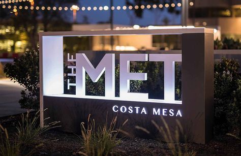 Monument Ideas, Monument Signage, Entrance Signage, Hotel Signage, Signage Board, Costa Mesa California, Monument Signs, 40 Acres, Sign Board Design