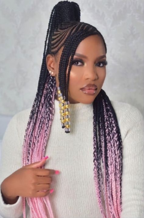 Chuku Hairstyles Braids, Cornrow Buns, Latest Hair Braids Styles 2023, Knotless Braids With Color, Aesthetic Boujee, Small Box Braids Hairstyles, Big Braid, Carrot Hairstyles, Latest Hair Braids