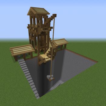 Ragnar's Medieval Quarry Crane - Blueprints for MineCraft Houses, Castles, Towers, and more | GrabCraft Minecraft Quarry, Town Minecraft, Mountain Castle, Minecraft Building Blueprints, Construction Minecraft, Minecraft Kingdom, Castle Architecture, Mine Minecraft, Minecraft Wall